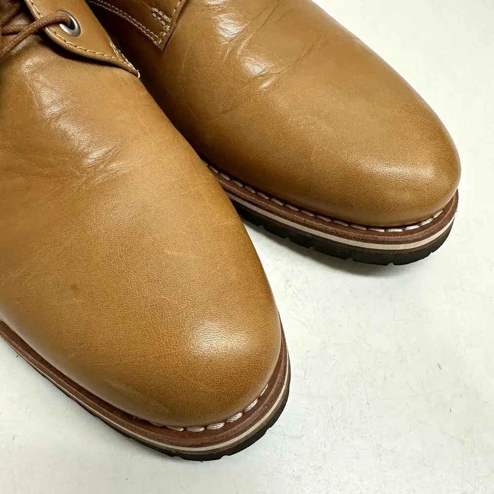 NWOT Helm Nils Blucher Plain Toe Derby Tan Box Leather Made in Brazil US 11 D